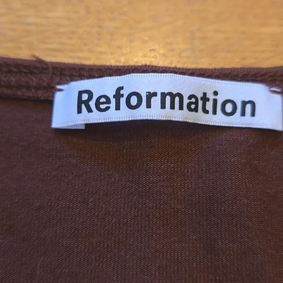 Reformation, Square Neck Long Sleeve Top, Brown, VGUC, Women's M - Picture 3 of 12